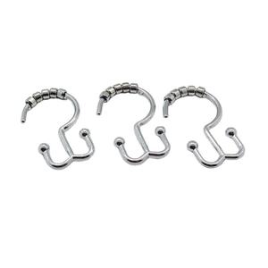 Anillos de Metal Cromado para Cortina de Ducha con Doble Rodillo Deslizante YIWANG - Product Image 1