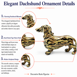 Estatua de Perro Dachshund con Rayas de Tigre, Impresión por Transferencia de Agua, Escultura de Resina, Arte Pop, Adorno para Mascotas, Decoración para Sala de Estar, Escritorio, Hogar - Product Image 5