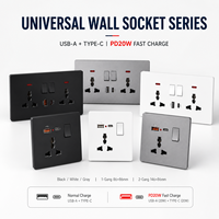 Prise murale universelle DepoGuye 13A pour usage industriel et hospitalier, avec USB Type C PD20W à charge rapide, 1/2 prises avec interrupteur, 3 broches