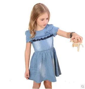 新しい夏のかわいい素敵なドレスの子供服の女の子のドレスヨーロピアンスタイルのプリンセスデニムフロックドレス