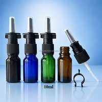 Flacon pulvérisateur nasal en verre vide de 10 ml avec clip de sécurité, pompe noire, ambre, bleue, verte, atomiseur rechargeable pour le nez – Vente en gros