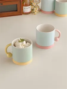 Korean Simple Ins Style Creative Mug Ceramic Frosted Matte Glaze Niche Couple with Handle Household Milk Oatmeal Cup