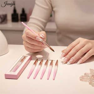 Jieniya <span class=keywords><strong>2023</strong></span> Pinceles de <span class=keywords><strong>Uñas</strong></span> <span class=keywords><strong>Acrílicas</strong></span> Profesionales de Alta Calidad, Transparentes, con Mango de Cristal Rosa, 100% Kolinsky - Product Image 6