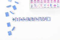 Nouvel ensemble de tuiles de mahjong américain en acrylique bleu à motif personnalisé avec bulles pour jeu de casino