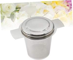 Infuseur à thé de luxe en acier inoxydable 304 doré, panier à thé en maille avec couvercle - Product Image 5