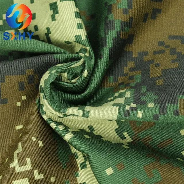 Polyester % 65% pamuk 35% karışımı dokuma ordu kamuflaj askeri üniforma kumaşı