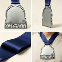 Nouvelle Arrivée Médaille de Course en Alliage de Zinc Étanche Moulée sous Pression, Médaille Sportive 3D Pont Landmark Ruban Bleu pour Demi-Marathon