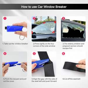 Outil d'évacuation d'urgence automobile 3 en 1, mini brise-vitre, coupe-ceinture de sécurité, lot de 3, avec porte-clés, brise-vitre pour utilisation terrestre et sous-marine - Product Image 3
