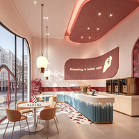 Ensemble de meubles de bar modernes et luxueux sur mesure avec comptoir en pierre, de bonne qualité, blanc et bleu, pour bars commerciaux et cafés