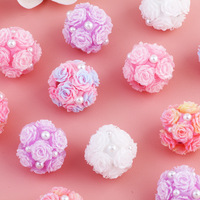 Boule de fleurs lumineuse en perles roses très vendue avec perles traversantes pour breloques de téléphone, porte-clés et accessoires de sac DIY