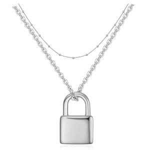 Colliers de <span class=keywords><strong>couple</strong></span> en acier inoxydable avec pendentif breloque cadenas vierge, personnalisables avec logo, <span class=keywords><strong>pour</strong></span> la vente en gros et les cadeaux - Product Image 4