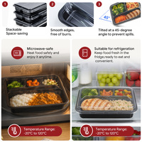 Lonchera Desechable de Grado Alimenticio, Apta para Microondas, con Múltiples Compartimentos, Tapa Hermética, Divisores, para Ensaladas, Arroz, Preparación de Comidas