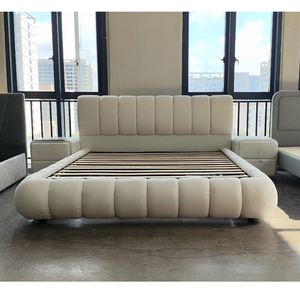 Tùy chỉnh kem lên-Bao da giường vải hiện đại bọc GiườNg Lưu trữ sang trọng Kích thước đầy đủ Vua kích thước bằng gỗ đôi khung giường - Product Image 3