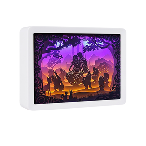 Lanterne en papier <span class=keywords><strong>de</strong></span> style conte <span class=keywords><strong>de</strong></span> fées <span class=keywords><strong>Grimm</strong></span>, <span class=keywords><strong>Blanche</strong></span>-<span class=keywords><strong>Neige</strong></span>, à faire soi-même, 7 feuilles, boîte à lumière découpée en papier, lampe <span class=keywords><strong>de</strong></span> chevet pour chambre d'enfant - Product Image 4