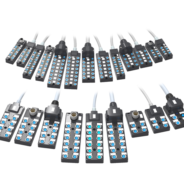 5Pin M12 Junction Box I/O Connector IP67 Waterproof Female 4/8/12 Ports Distribution Boxes