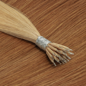 Extensions de cheveux en kératine à anneaux nano en gros, double trame, 100% cheveux vierges Remy, cheveux humains chinois # Blonde champagne 18 - Product Image 4