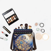 Sac bandoulière de peinture diamantée DIY, motif mandala doré, sac messager bleu marine avec double fermeture éclair et sangle réglable pour femme