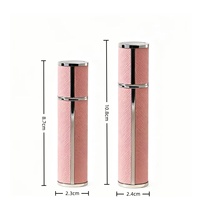 Nouvelle bouteille de parfum vaporisateur à pompe 5ml 10ml, cylindre recouvert de cuir PU, coque en aluminium, finition argentée, luxe, voyage, personnalisable