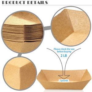 Barquette jetable rectangulaire en papier kraft biodégradable de qualité alimentaire pour frites, idéale pour la restauration rapide, options personnalisables - Product Image 3