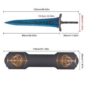 ดาบใหญ่ Dark Moon รุ่น MS 48 นิ้ว น้ำหนัก 3.7 กก. จากโรงงาน Elden Ring ดาบสองมือ แฟนตาซี ใบมีดสีน้ำเงิน 440ss สำหรับนักสะสม - Product Image 2