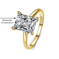 Bague en Moissanite Taille Princesse 4 carats Couleur D VVS1 pour Femme Certifiée GRA en Argent Sterling S925, Bague de Fiançailles/Mariage, Vente en Gros Usine