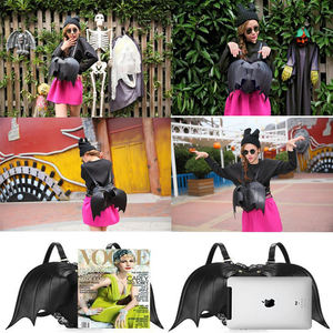 Sac à dos Lolita tendance avec décoration en dentelle, design d'ange noir, sac à dos pour femmes avec ailes de chauve-souris - Product Image 6