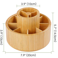 Porte-stylos en bambou à 2 niveaux, organisateur de bureau multifonctionnel, boîte de rangement pour cosmétiques, pour le bureau, la maison, l'école, vente en gros, personnalisable