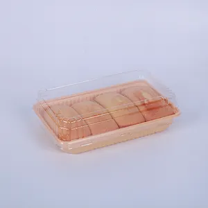 新材料可重复使用宠物透明盖面包蛋糕托盘一次性塑料食品容器带盖