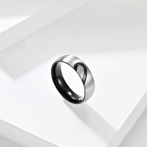 yunnique cross-border fashion heart-shaped patchwork diamond-encrusted titanium steel <b>rings</b> with engraving "I love - Product Image 3