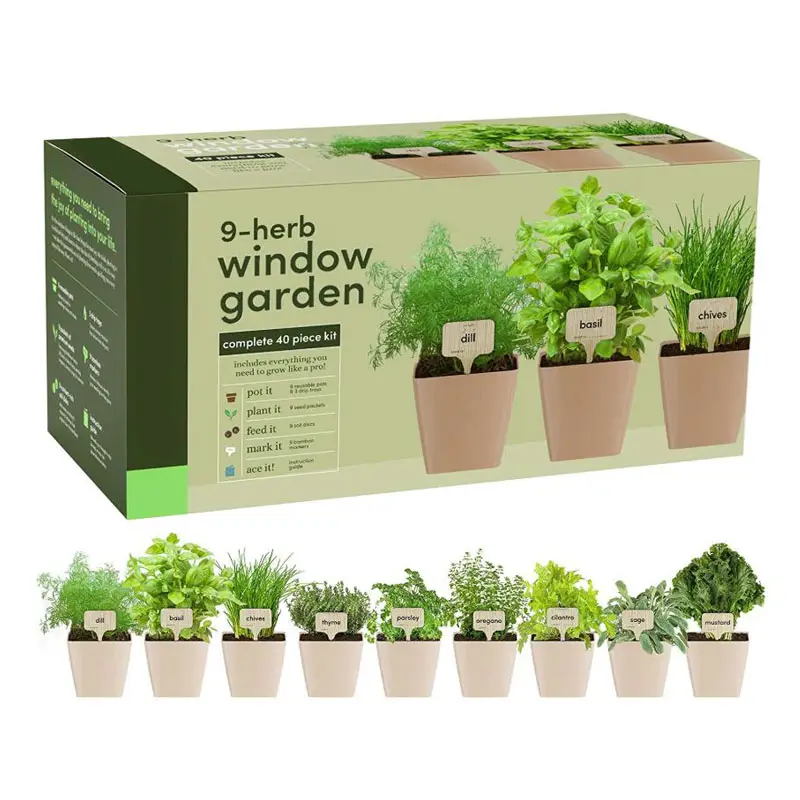 biodegradable bamboo fiber pot plant label indoor vegetable herb home garden seedling growing kits