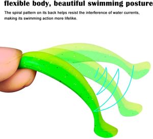 100 cái mồi câu mềm 6cm 7cm, mồi câu kiểu mái chèo mềm đuôi T, mồi câu mềm kèm hộp đựng di động miễn phí - Product Image 2