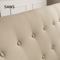 OEM Modern Country Style Liege sofa Leinenstoff getuftet mit Holzbeinen Knöpfe Quadratische Form 1 2 3-Sitzer für Wohnzimmer