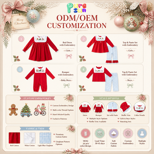 Puresun Trade Assurance Ensemble de vêtements pour garçons personnalisé en 100% coton, avec pantalon à imprimé écossais de Noël et col à revers brodé motif Bonhomme de pain d'épices - Product Image 3
