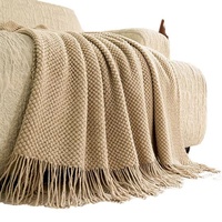 Jeté en tricot de qualité supérieure, doux et moelleux, avec franges, pour canapé, lit, décoration, chaud et confortable, textile de maison pour toutes les saisons