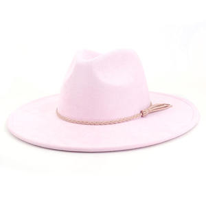 Sombreros Fedora de Ala Ancha Rosa de Alta Calidad al por Mayor para Mujer, Sombreros Fedora de Gamuza Vegana, Sombrero Fedora de Gamuza para Vestido Formal - Product Image 3