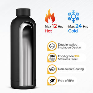 Flacon thermique isolé chaud et froid de marque privée avec poignée en silicone belle bouteille d'eau en acier inoxydable avec logo personnalisé - Product Image 2