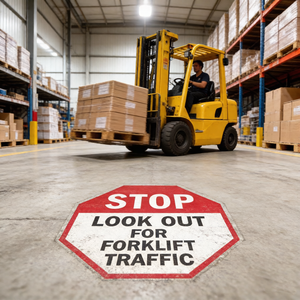 Pegatina Antideslizante Impermeable para Piso - Señal de Seguridad de Vinilo 'ATENCIÓN: Tráfico de Montacargas' para Pasillos de Almacén y Pisos de Fábrica - Product Image 5
