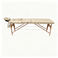 Table de massage portable haut de gamme à 2 sections avec pieds en bois, pliable, avec repose-visage