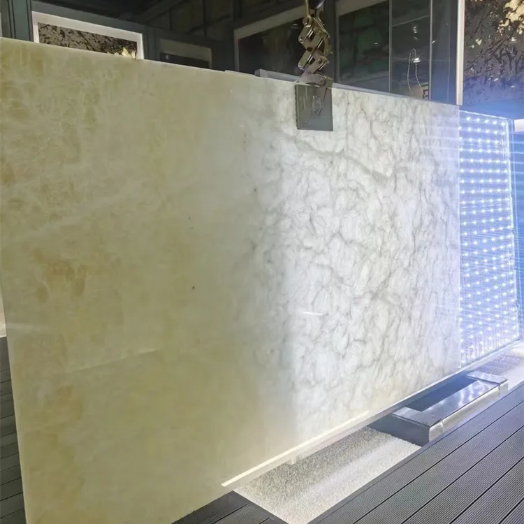 Boa qualidade grande branco bege creme onyx slab pedra natural onyx slab onyx