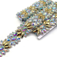 2027 Miami Carnival AB Resin Applique Hot Fix Rhinestone Trim Big Style Iron-on for Shoes Garments Crocheted Technique Supply