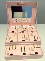 Boîte à calendrier à double couche personnalisée avec miroir intégré pour cosmétiques, collier de perles, emballage cadeau pour bijoux