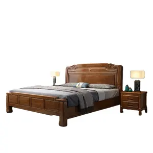 Vente d'usine d'un lit simple à cadre en bois massif Lit double avec rangement Ensemble de meubles de chambre à coucher Lits doubles en bois