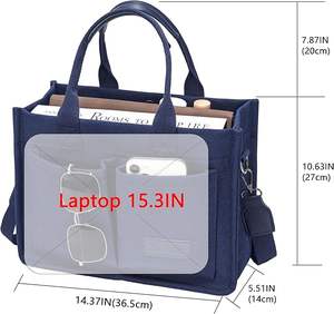 Bolsa de Mano Impermeable Grande y Portátil de Color Azul, Estilo Moderno, para Damas de Oficina, Muestra Gratis - Product Image 2