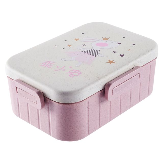 Eco Friendly Microwave Safe Cartoon Kids Travel Household Food Container 2-Compartment Plastic Lunch Box Bento Customized Color