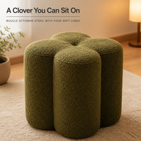 Fauteuil d'appoint Boucle, tabouret Clover, siège rembourré en tissu doux pour maison moderne, appartement, salon, chambre à coucher
