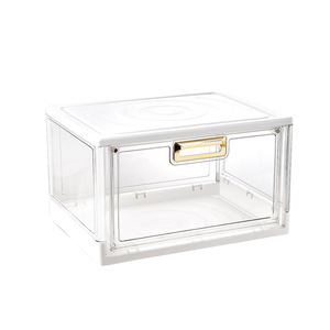 Boîte à chaussures transparente avec ouverture latérale et couvercle, boîte de rangement rectangulaire pour la maison, le dortoir, organisateur de chaussures 8004 - Product Image 1