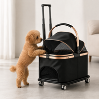 Sac de transport pliable pour animaux de compagnie avec chariot et porte-animaux détachable, cadre en aluminium, tissu Oxford, 4 roues pivotantes à 360° °   Support pivotant OEM, capacité 22 lb