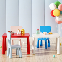 Ensemble table et chaises d'extérieur carrées en plastique épaissi, 2 places, pour enfants - Écologique et facile à assembler (vente en gros)