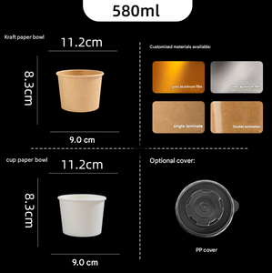 Bol alimentaire en papier jetable avec couvercle pliable pour un transport facile - Product Image 4