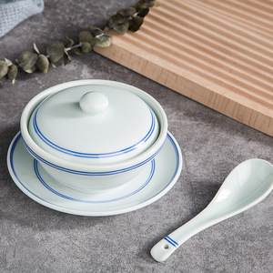 Juego de Vajilla de Cerámica con Borde Azul, Platos, Tazas, Platillos, Cucharas, Pintado Bajo Esmalte, Estilo Chino Vintage, Jingdezhen - Product Image 4